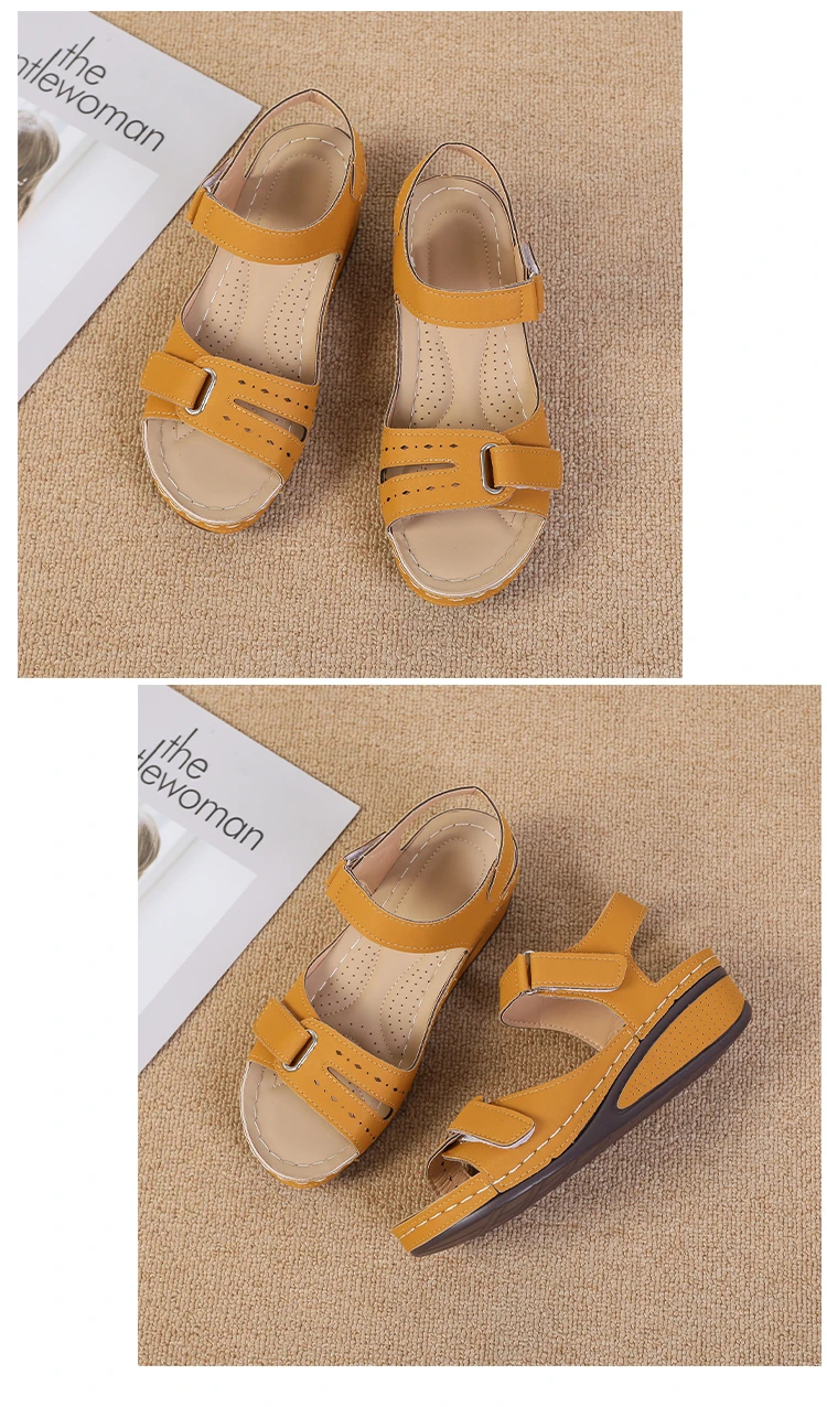 2026 New Open Toe Fashion Women's Sandals Summer Soft Sexy Womens Sandals Wedge Buckle Women's Orthopedic Sandal Footwear 35-43