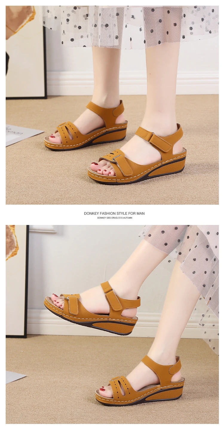 2026 New Open Toe Fashion Women's Sandals Summer Soft Sexy Womens Sandals Wedge Buckle Women's Orthopedic Sandal Footwear 35-43