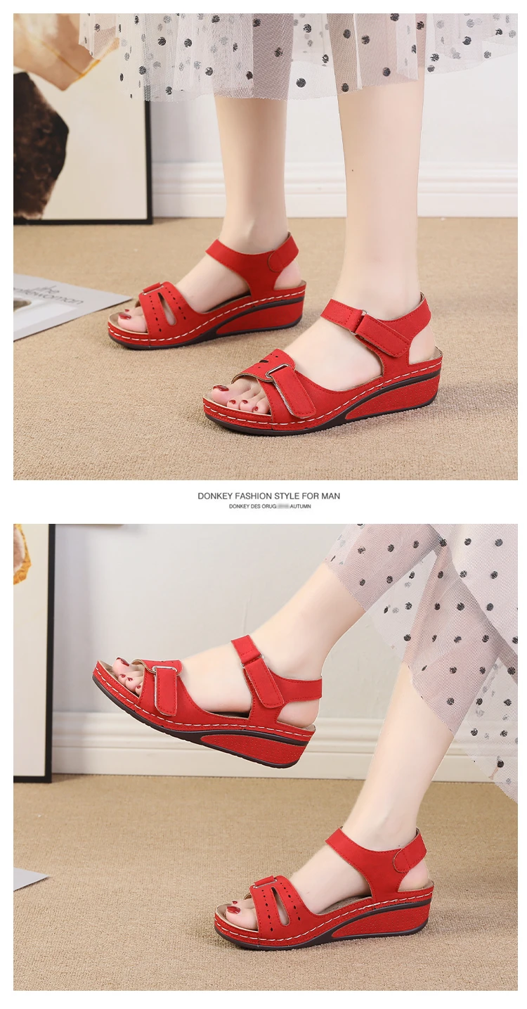 2026 New Open Toe Fashion Women's Sandals Summer Soft Sexy Womens Sandals Wedge Buckle Women's Orthopedic Sandal Footwear 35-43