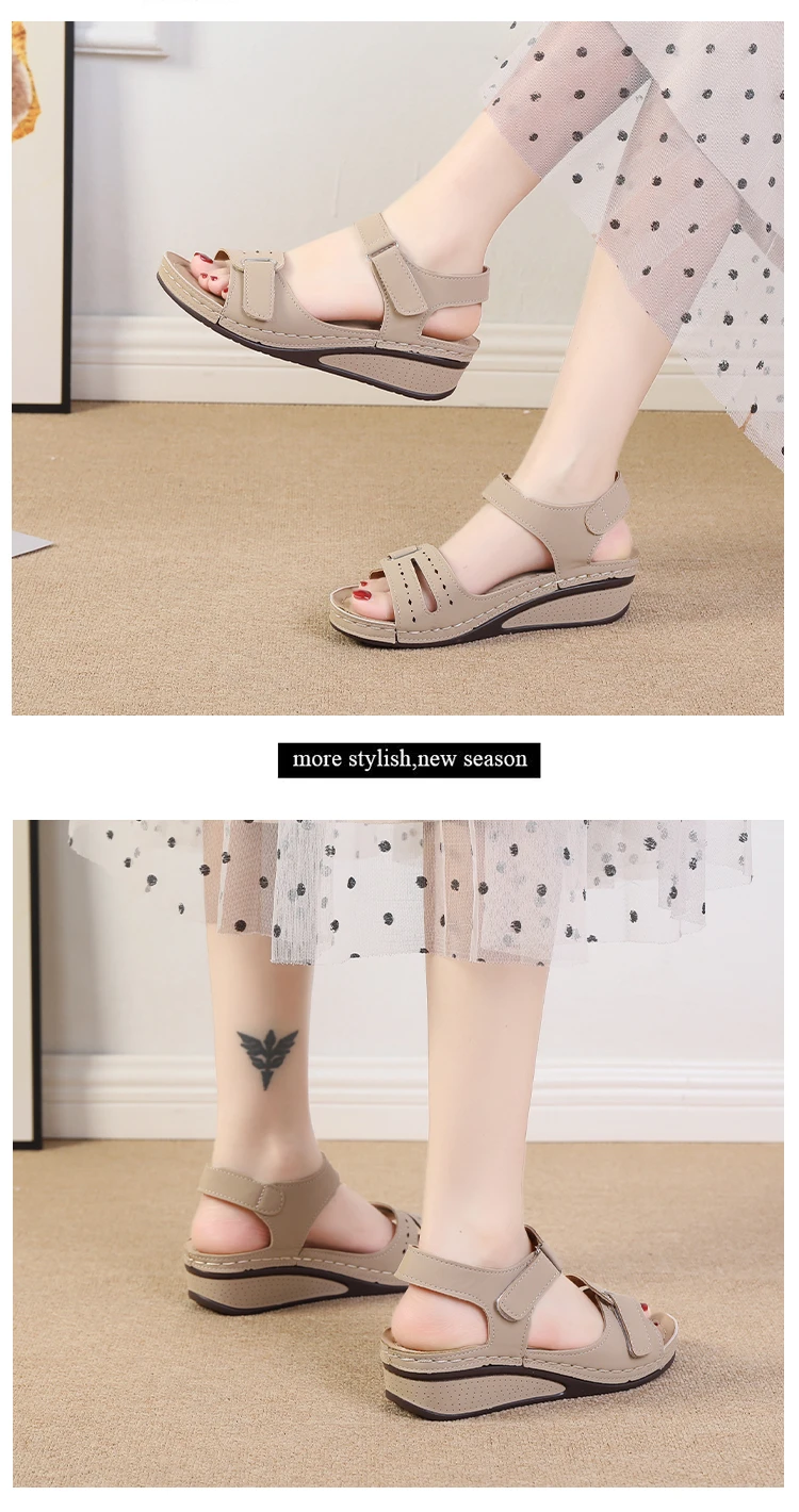 2026 New Open Toe Fashion Women's Sandals Summer Soft Sexy Womens Sandals Wedge Buckle Women's Orthopedic Sandal Footwear 35-43