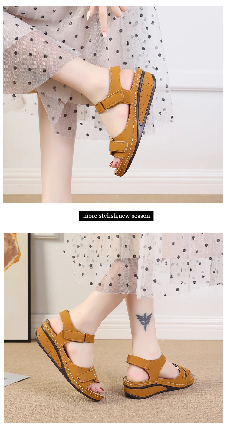 2026 New Open Toe Fashion Women's Sandals Summer Soft Sexy Womens Sandals Wedge Buckle Women's Orthopedic Sandal Footwear 35-43