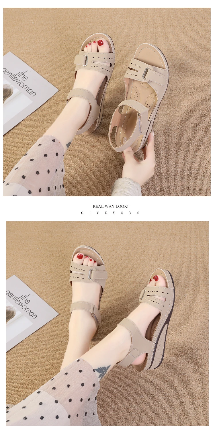 2026 New Open Toe Fashion Women's Sandals Summer Soft Sexy Womens Sandals Wedge Buckle Women's Orthopedic Sandal Footwear 35-43