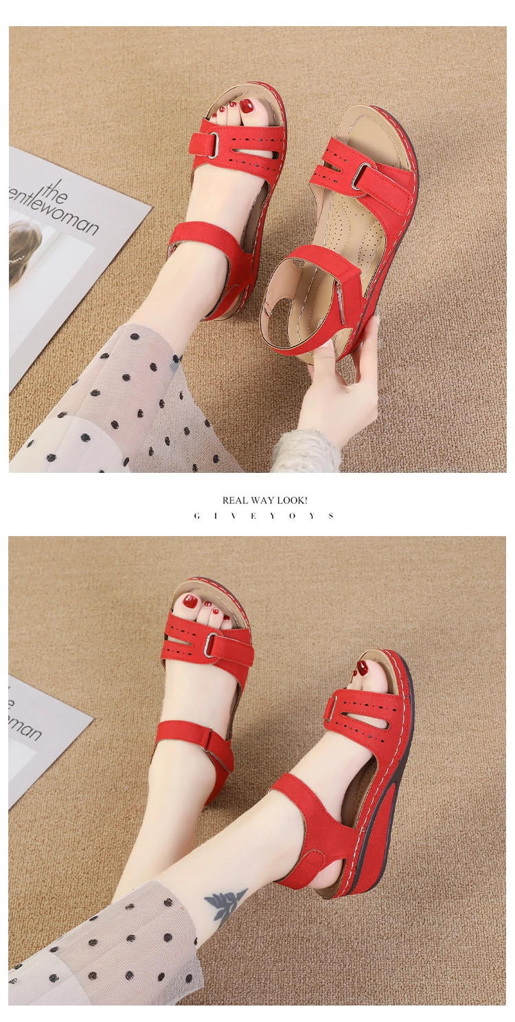2026 New Open Toe Fashion Women's Sandals Summer Soft Sexy Womens Sandals Wedge Buckle Women's Orthopedic Sandal Footwear 35-43