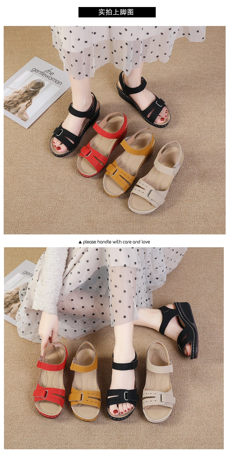 2026 New Open Toe Fashion Women's Sandals Summer Soft Sexy Womens Sandals Wedge Buckle Women's Orthopedic Sandal Footwear 35-43