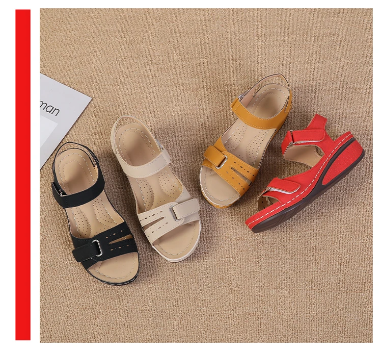 2026 New Open Toe Fashion Women's Sandals Summer Soft Sexy Womens Sandals Wedge Buckle Women's Orthopedic Sandal Footwear 35-43