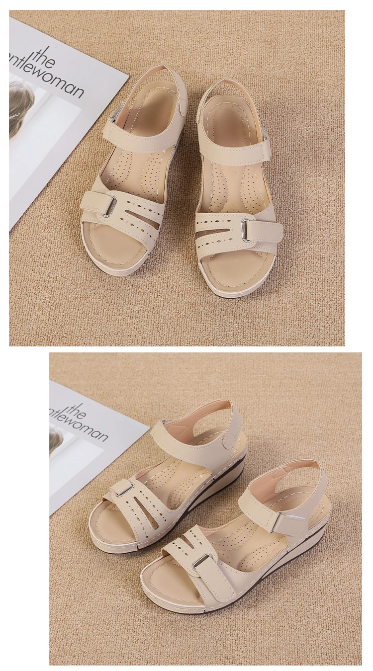 2026 New Open Toe Fashion Women's Sandals Summer Soft Sexy Womens Sandals Wedge Buckle Women's Orthopedic Sandal Footwear 35-43