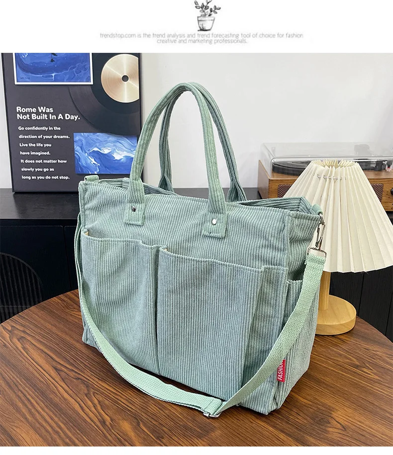 Warm Corduroy Tote Bag, Spacious Handbag Shopping Bag, Stylish & Practical Shoulder Bag, Casual Minimalist Single Crossbody Bag