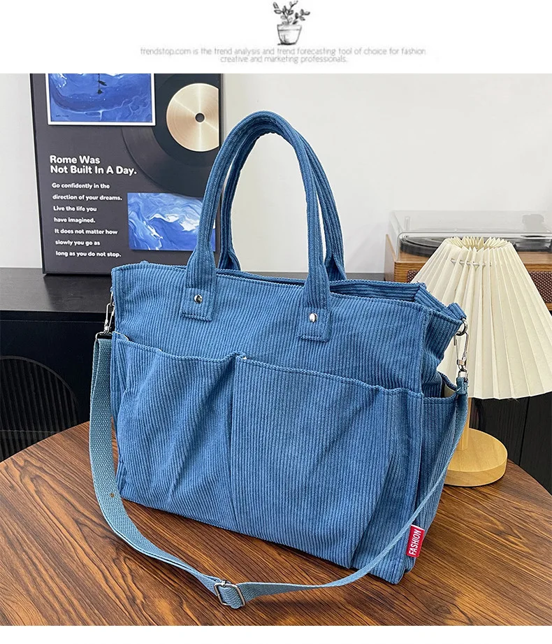 Warm Corduroy Tote Bag, Spacious Handbag Shopping Bag, Stylish & Practical Shoulder Bag, Casual Minimalist Single Crossbody Bag