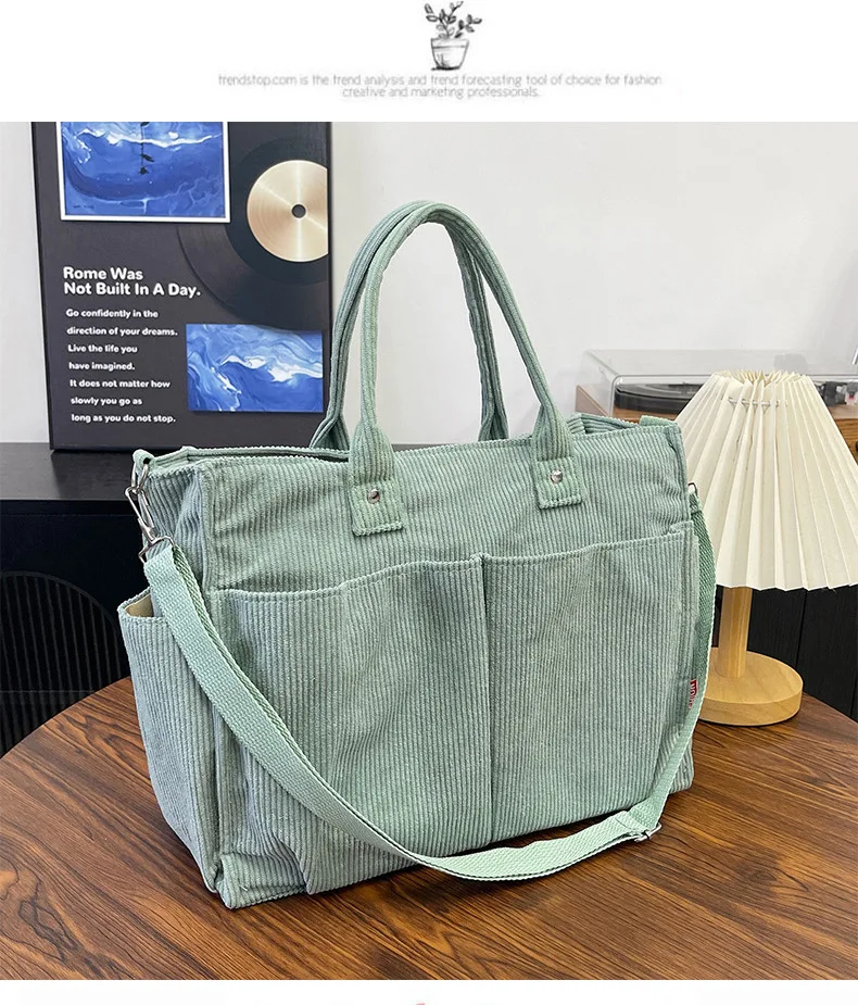 Warm Corduroy Tote Bag, Spacious Handbag Shopping Bag, Stylish & Practical Shoulder Bag, Casual Minimalist Single Crossbody Bag