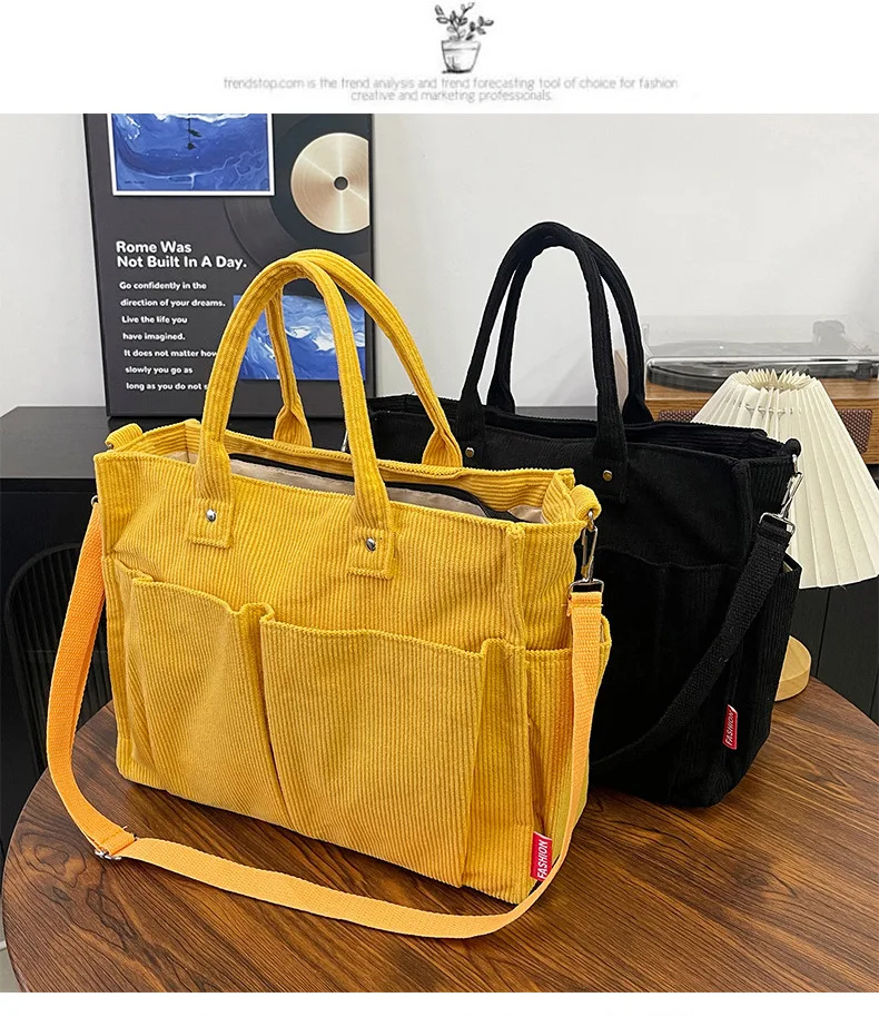 Warm Corduroy Tote Bag, Spacious Handbag Shopping Bag, Stylish & Practical Shoulder Bag, Casual Minimalist Single Crossbody Bag