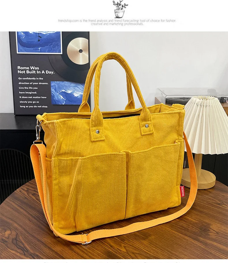 Warm Corduroy Tote Bag, Spacious Handbag Shopping Bag, Stylish & Practical Shoulder Bag, Casual Minimalist Single Crossbody Bag