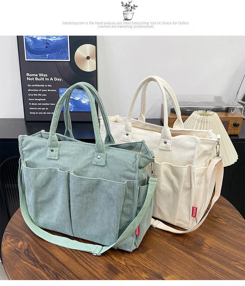 Warm Corduroy Tote Bag, Spacious Handbag Shopping Bag, Stylish & Practical Shoulder Bag, Casual Minimalist Single Crossbody Bag
