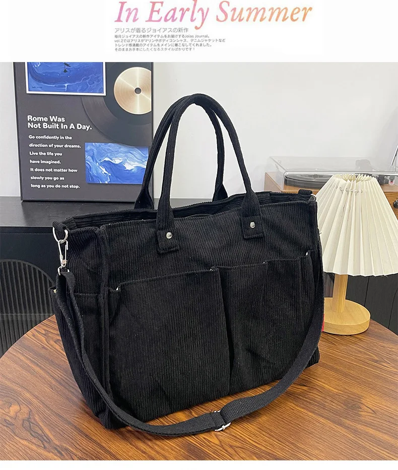 Warm Corduroy Tote Bag, Spacious Handbag Shopping Bag, Stylish & Practical Shoulder Bag, Casual Minimalist Single Crossbody Bag
