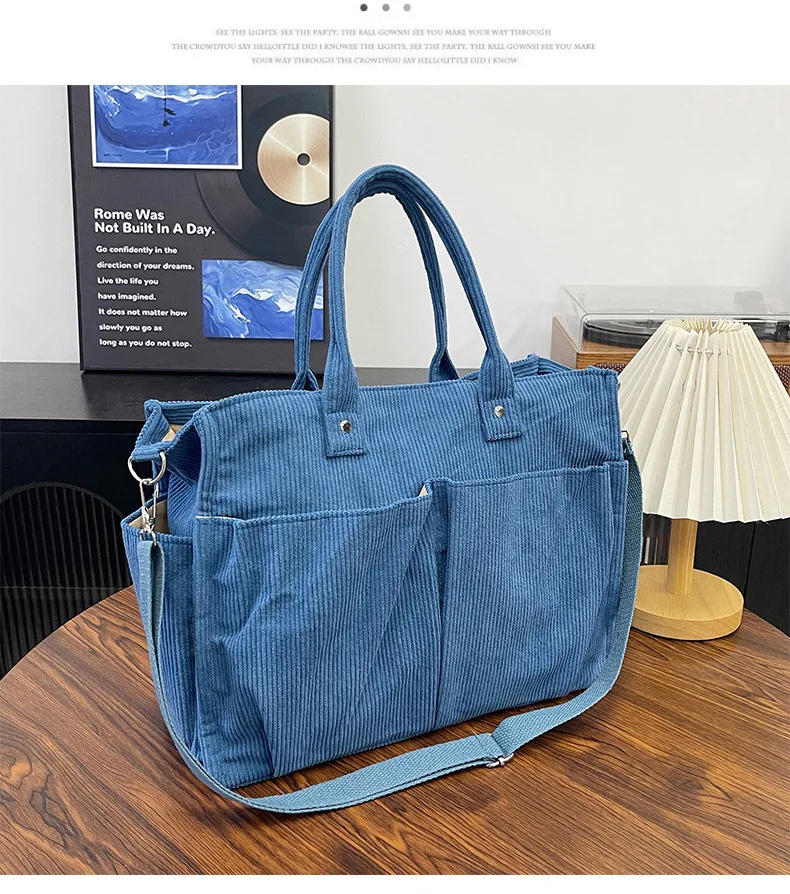 Warm Corduroy Tote Bag, Spacious Handbag Shopping Bag, Stylish & Practical Shoulder Bag, Casual Minimalist Single Crossbody Bag