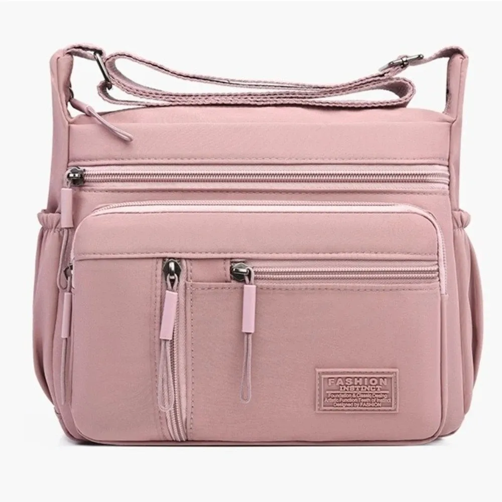 Fashion Multi-Pockets Crossbody Bag Waterproof Large Capacity Shoulder Bag Nylon Messenger Handbag Women