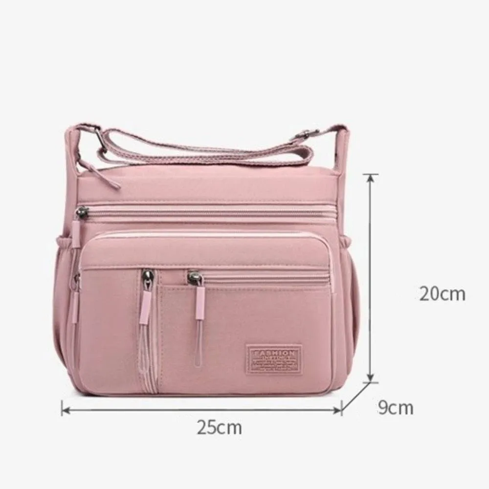 Fashion Multi-Pockets Crossbody Bag Waterproof Large Capacity Shoulder Bag Nylon Messenger Handbag Women