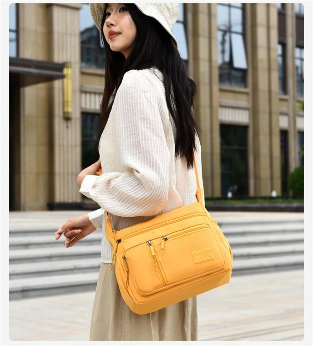 Fashion Multi-Pockets Crossbody Bag Waterproof Large Capacity Shoulder Bag Nylon Messenger Handbag Women
