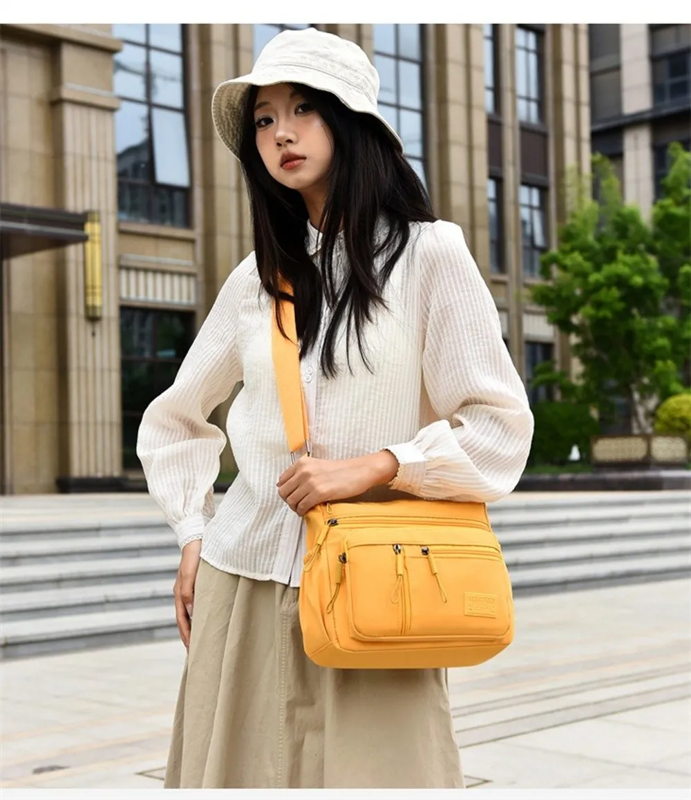 Fashion Multi-Pockets Crossbody Bag Waterproof Large Capacity Shoulder Bag Nylon Messenger Handbag Women