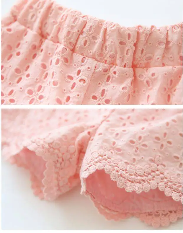 2026 New Summer Korean Style Girls Hollow Lace Shorts Fashion Hot Pants Beach Shorts For Big Kids