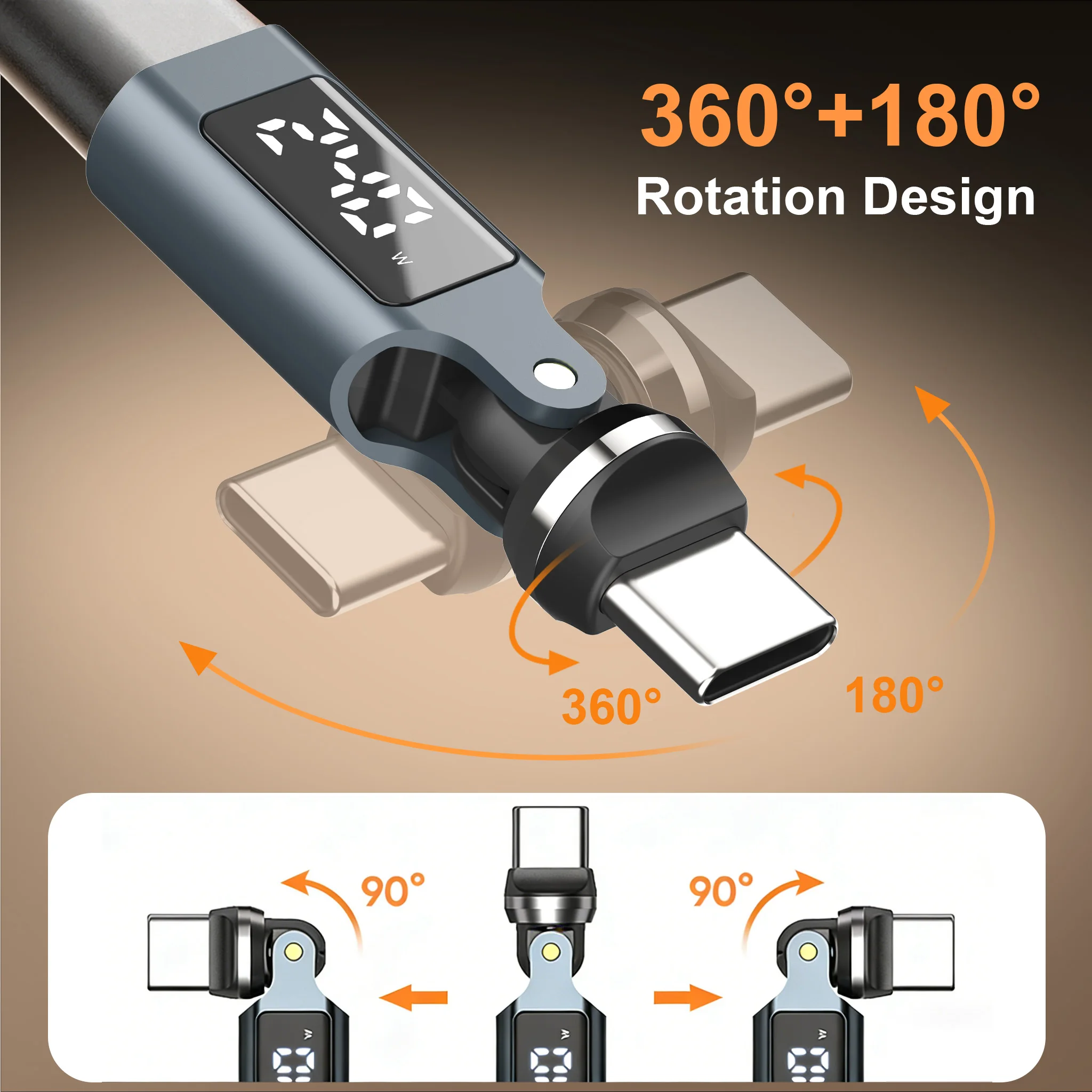 240W Type C Adapter 540° Rotation OTG Converter 180°USB C to Type-C Digital Display Connector for iPhone 17 Samsung S26 Macbook