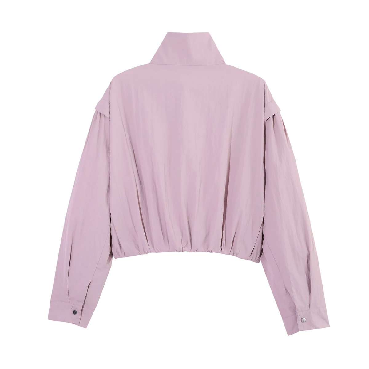 SLTNX Women's Short Trench Coats Fashion Simple Design Solid Stand Long Sleeve Zipper Windbreaker  Autumn New Casual Lady Jacket