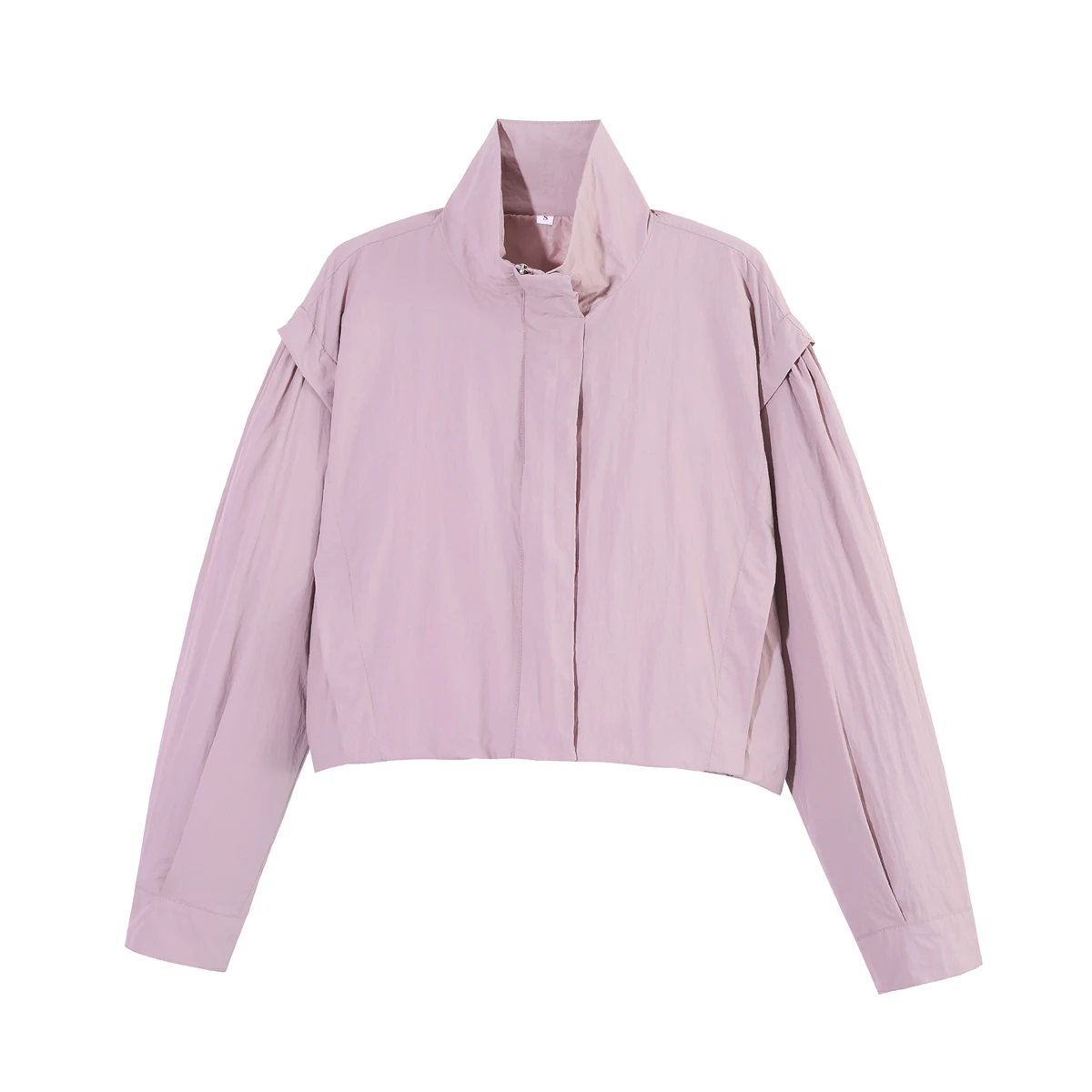 SLTNX Women's Short Trench Coats Fashion Simple Design Solid Stand Long Sleeve Zipper Windbreaker  Autumn New Casual Lady Jacket