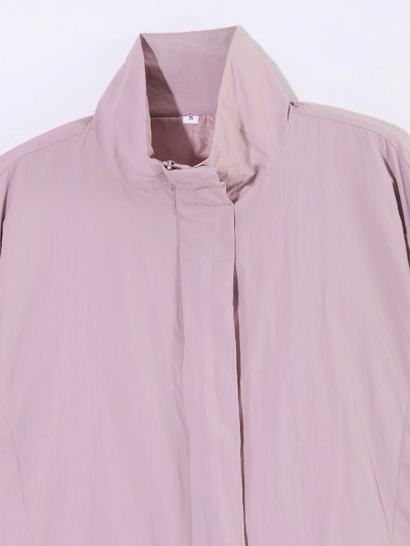 SLTNX Women's Short Trench Coats Fashion Simple Design Solid Stand Long Sleeve Zipper Windbreaker  Autumn New Casual Lady Jacket