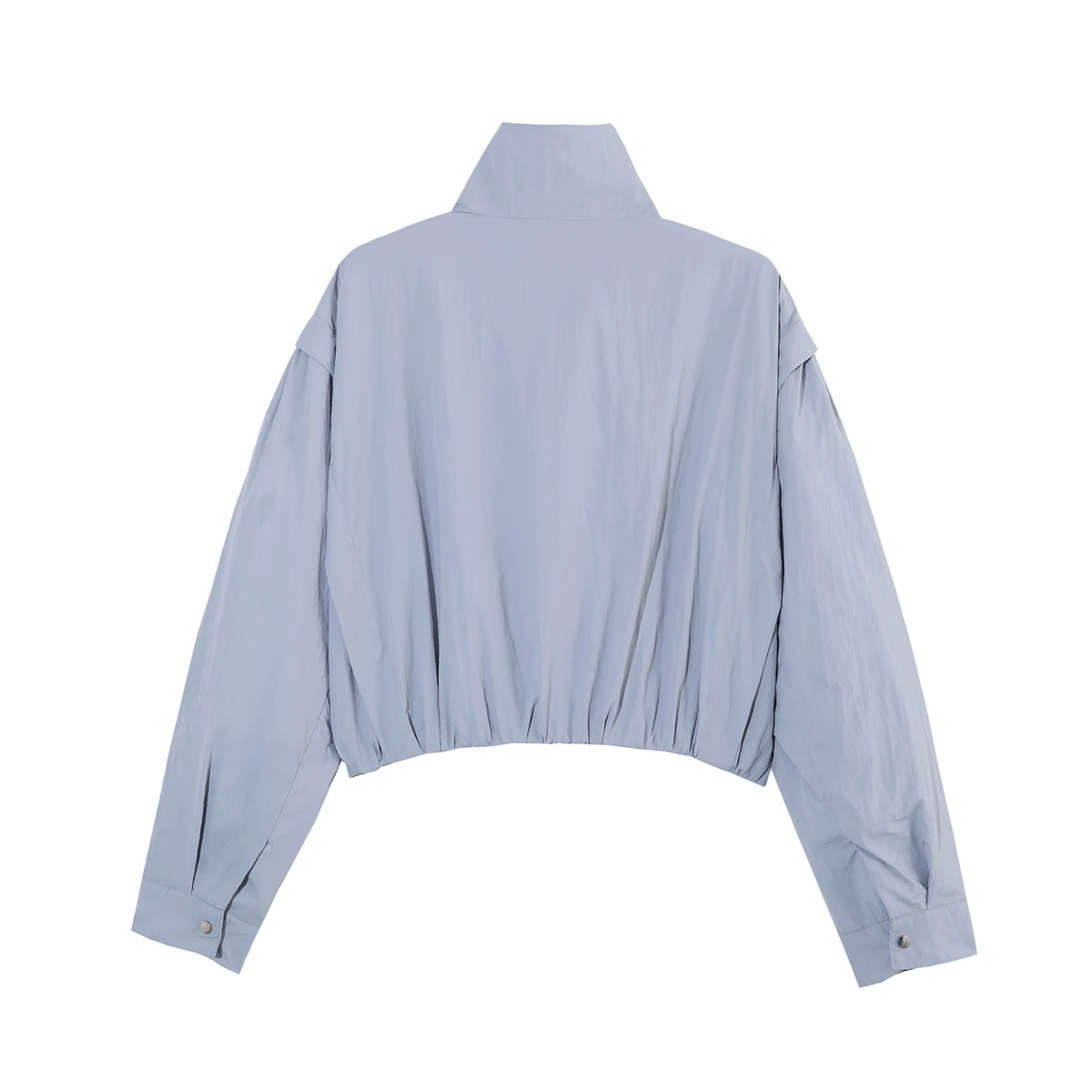 SLTNX Women's Short Trench Coats Fashion Simple Design Solid Stand Long Sleeve Zipper Windbreaker  Autumn New Casual Lady Jacket