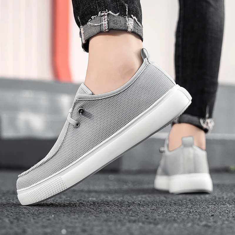 Men's Casual and Comfortable Loafers, Easy-To-Wear and Easy-To-Remove Sneakers, Single-Color Fabric Upper, Non-Slip and Wear-Resistant Sole, Round Toe Design, Low-Top Style, Suitable for Spring and Summer Casual Sports Style