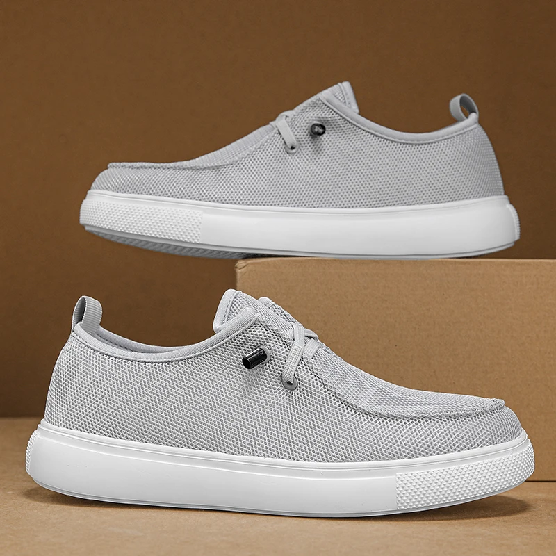 Men's Casual and Comfortable Loafers, Easy-To-Wear and Easy-To-Remove Sneakers, Single-Color Fabric Upper, Non-Slip and Wear-Resistant Sole, Round Toe Design, Low-Top Style, Suitable for Spring and Summer Casual Sports Style