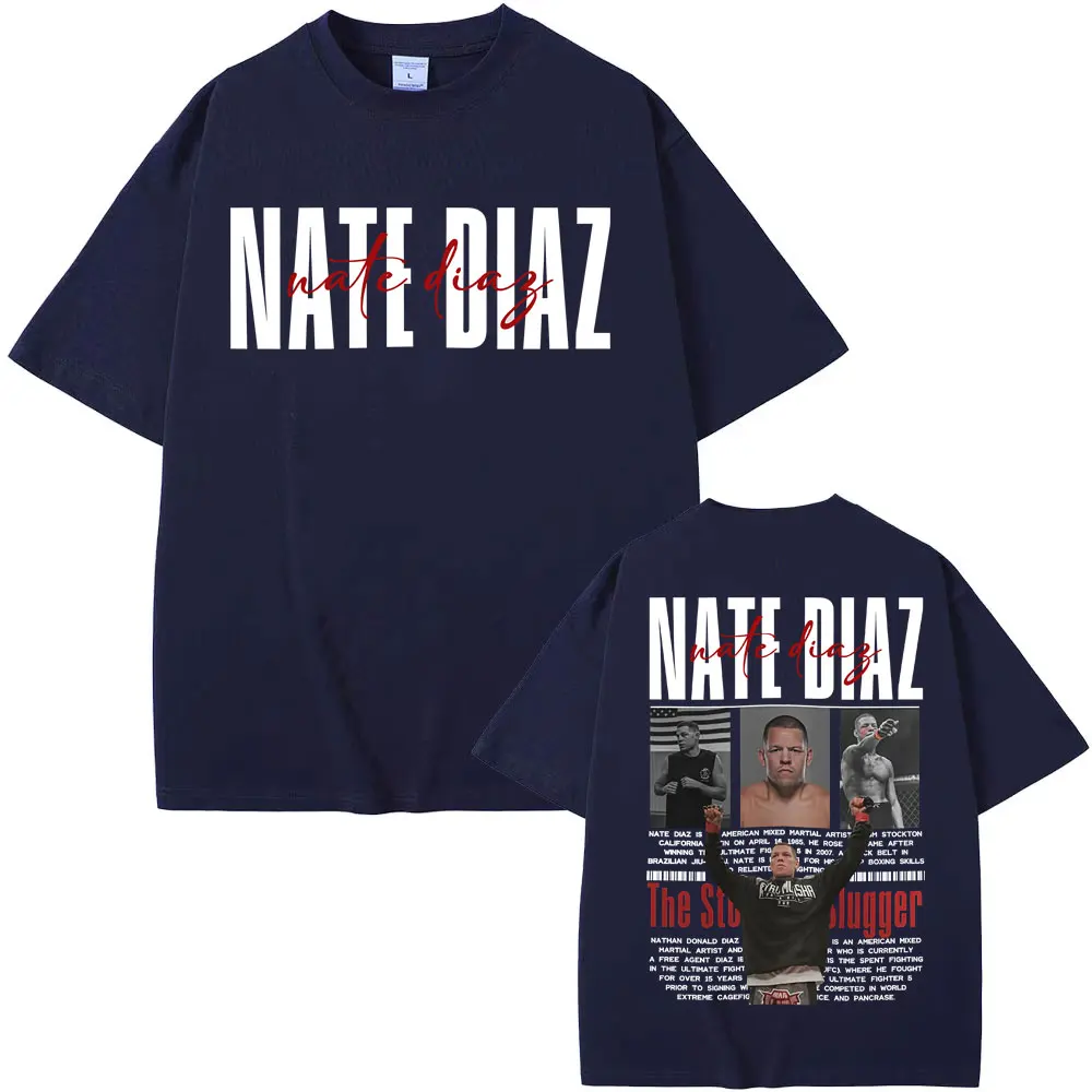 Limited Nate Diaz The Stockton Vintage T-shirts Men Women Fashion Violence Aesthetic T-shirt 100% Cotton Loose Oversized T Shirt