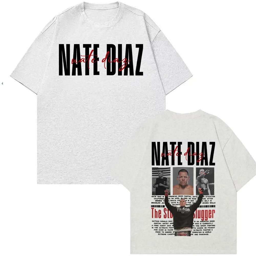 Limited Nate Diaz The Stockton Vintage T-shirts Men Women Fashion Violence Aesthetic T-shirt 100% Cotton Loose Oversized T Shirt
