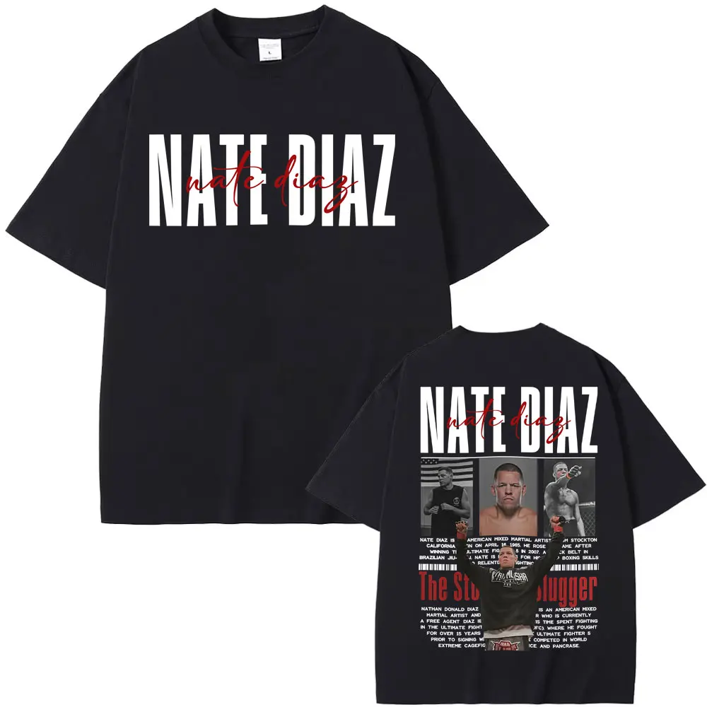 Limited Nate Diaz The Stockton Vintage T-shirts Men Women Fashion Violence Aesthetic T-shirt 100% Cotton Loose Oversized T Shirt