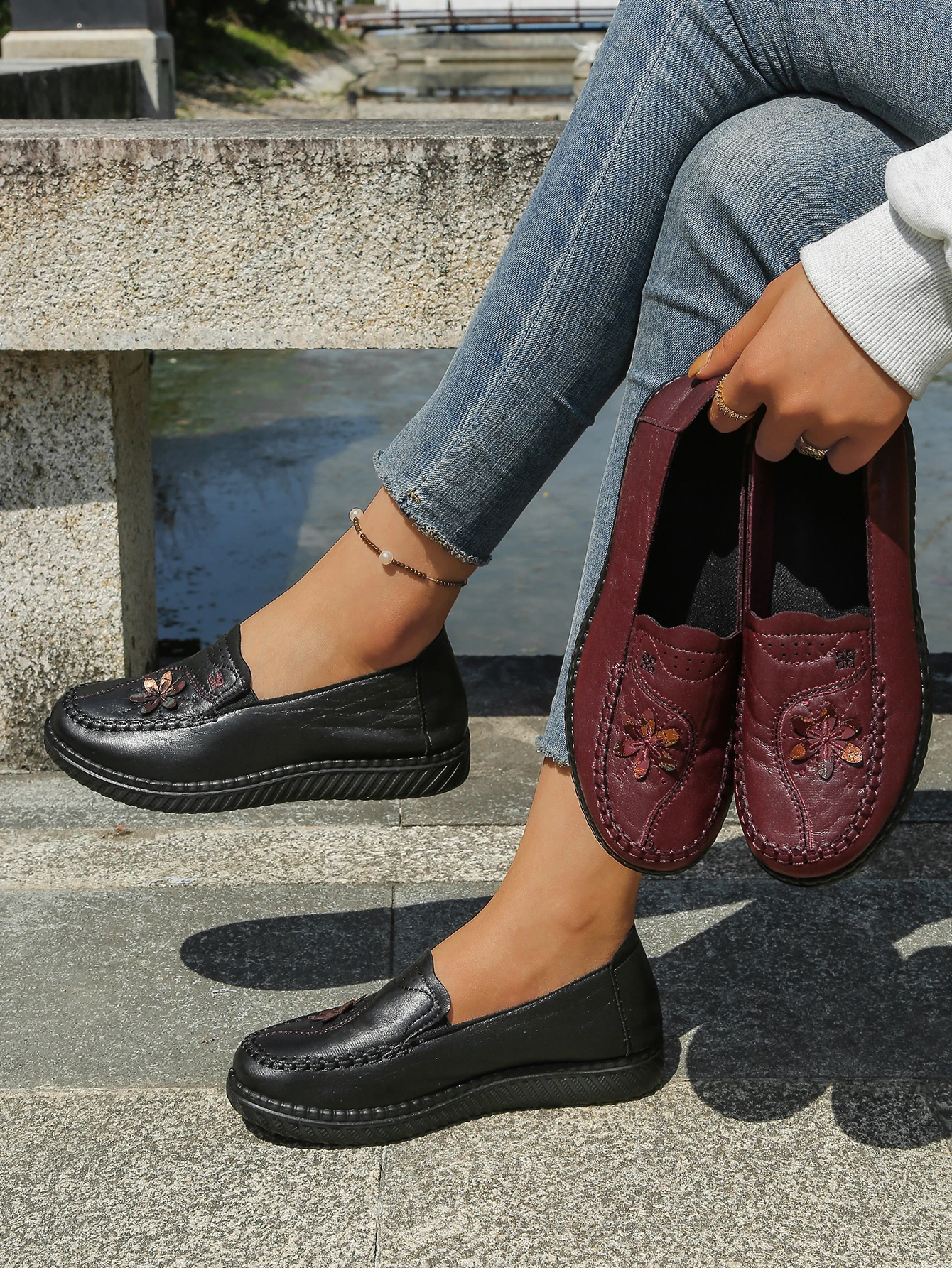 Women Shoes Ultra-Light Polyurethane Sole Artificial Leather Shoes Woman 2026 Summer Ladies' Single Shoes