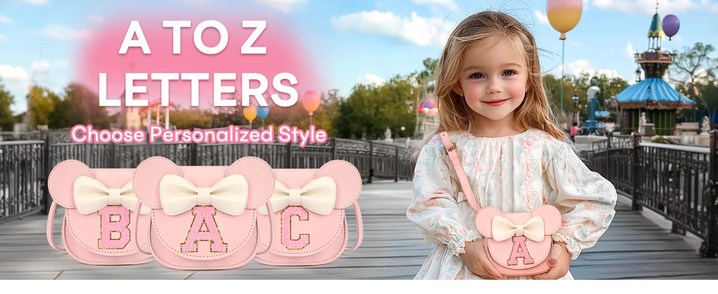 Mibasies Toddler Purse Girl Gifts Princess Cartoon Kids Crossbody Bag Fashionable Mini Shoulder Bag for Girls Cute Letter A-Z