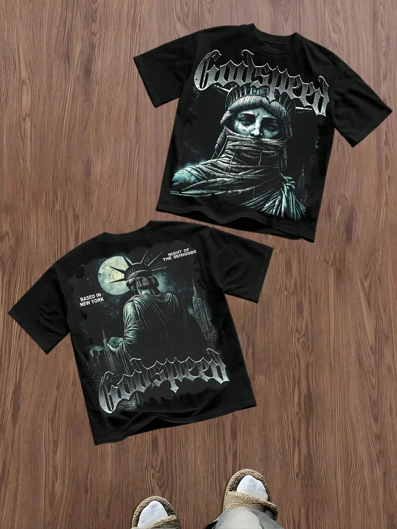 2026 Summer New Men's T-shirt with 3D Angel Pattern Print Street Casual Fashion Comfortable Soft Breathable Lightweight