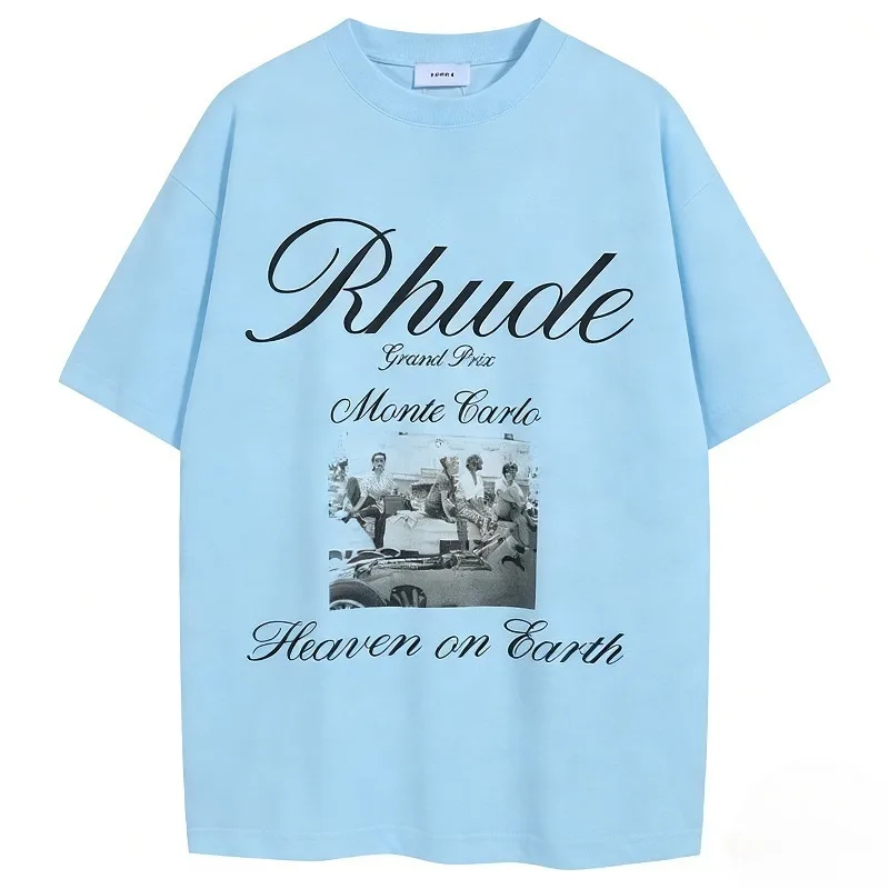 Niche High Street Retro Vintage Cotton100% Poster Short Sleeve Men Loose T-Shirt Breathable Sweat Absorbent Durable Unisex Style
