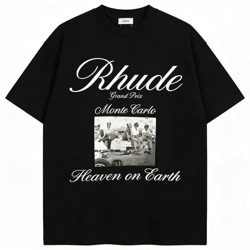 Niche High Street Retro Vintage Cotton100% Poster Short Sleeve Men Loose T-Shirt Breathable Sweat Absorbent Durable Unisex Style