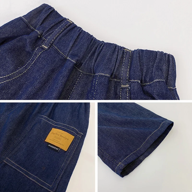 New Boys Summer Fashion Denim Shorts Kids Casual Loose Thin Knee-Length Trousers for 3-12 Years Teenager Outdoor Jeans Pants