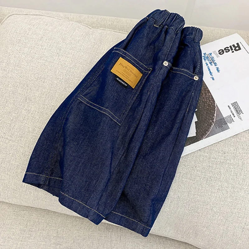 New Boys Summer Fashion Denim Shorts Kids Casual Loose Thin Knee-Length Trousers for 3-12 Years Teenager Outdoor Jeans Pants