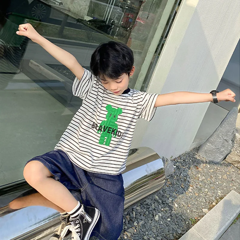 New Boys Summer Fashion Denim Shorts Kids Casual Loose Thin Knee-Length Trousers for 3-12 Years Teenager Outdoor Jeans Pants