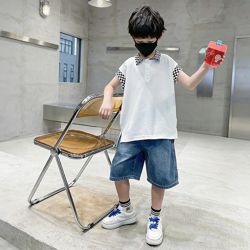 New Boys Summer Fashion Denim Shorts Kids Casual Loose Thin Knee-Length Trousers for 3-12 Years Teenager Outdoor Jeans Pants