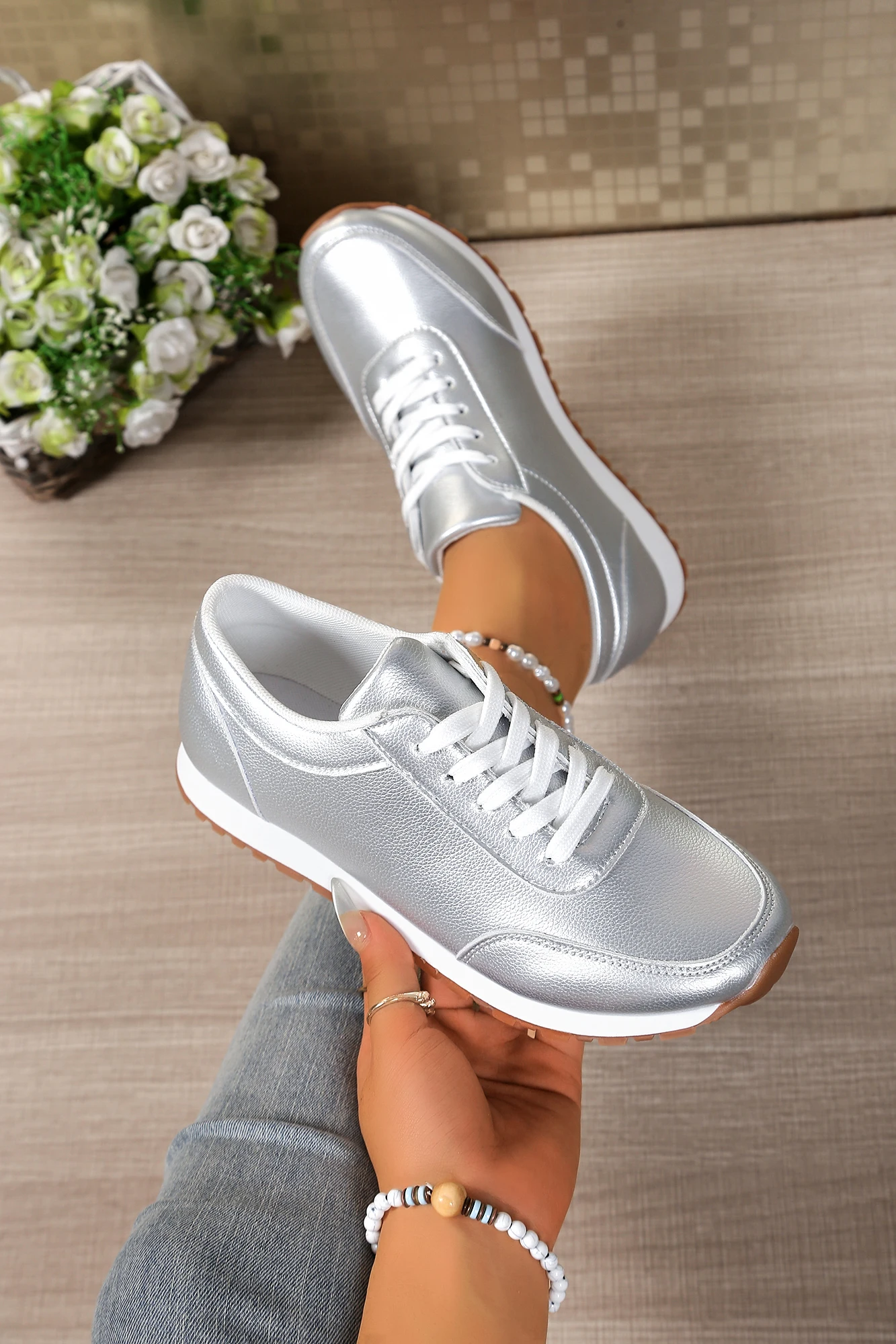 2026 Fashion Women's Sneakers Golden Silver Luxury Girls Walking Shoes Spring/autumn Casual Comfortable Flat Vulcanized Shoes