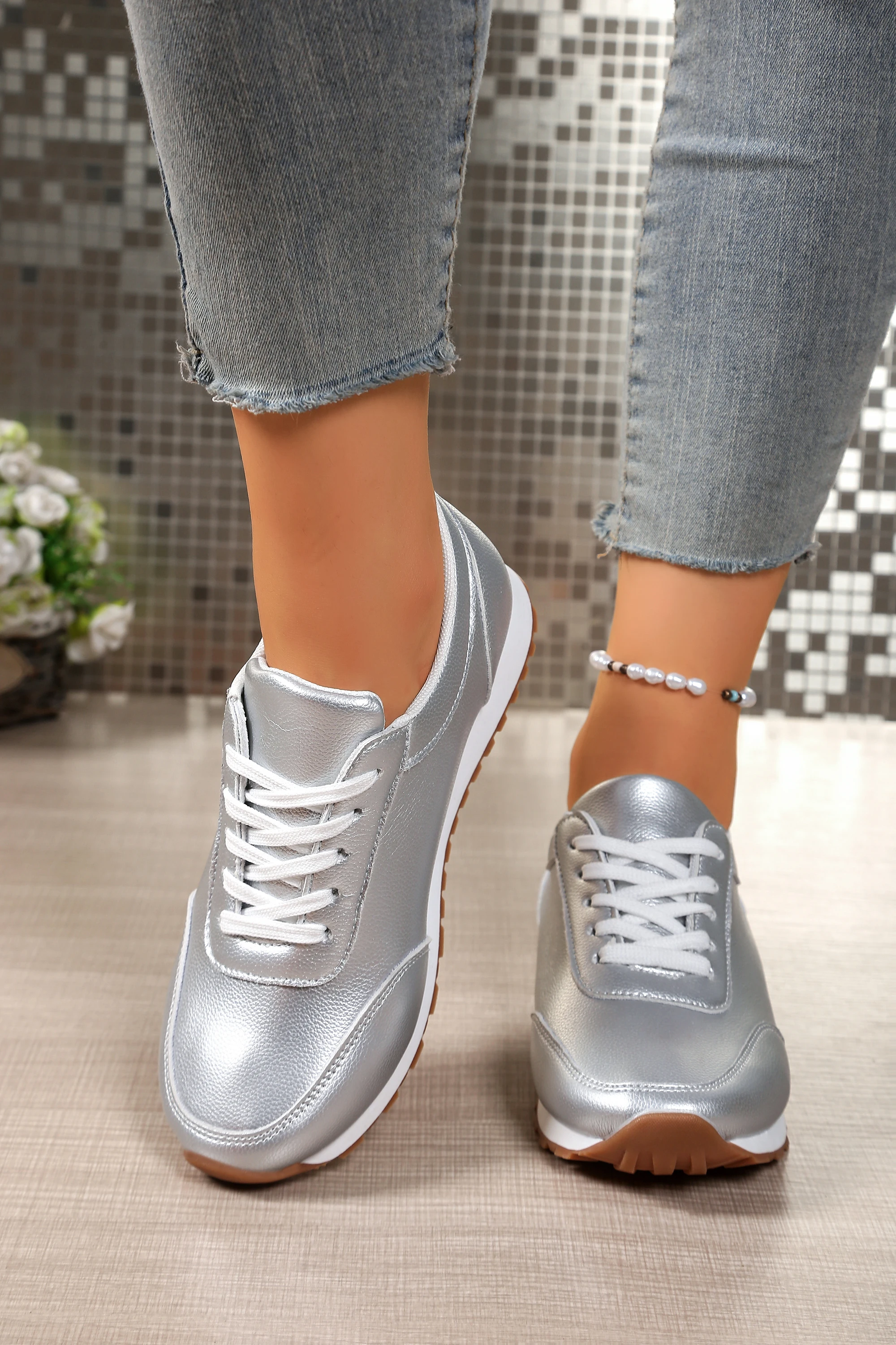 2026 Fashion Women's Sneakers Golden Silver Luxury Girls Walking Shoes Spring/autumn Casual Comfortable Flat Vulcanized Shoes