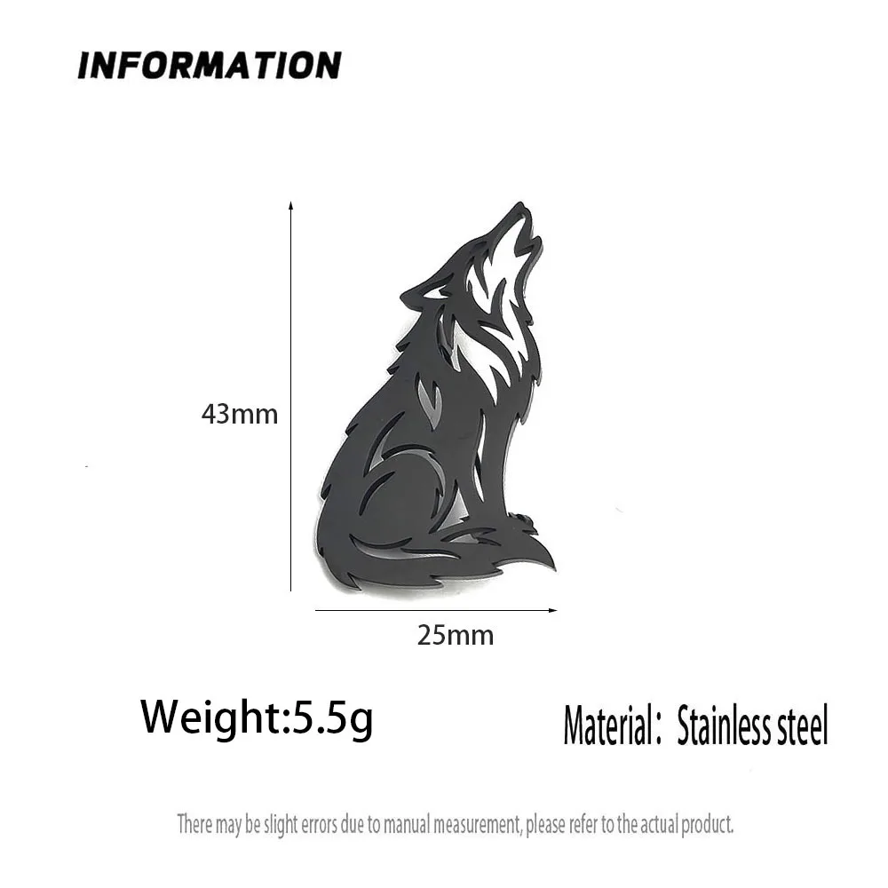 Original design Lone Wolf stainless steel gold-plated brooch, waterproof and non-fading lapel pin, men's suit accessories