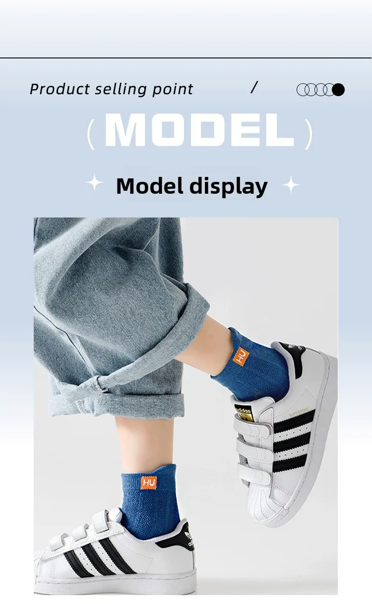 5 Pairs Boys Summer Socks Thin Cotton Sport Mesh Breathable Kids Mid Crew Socks Letter Trendy