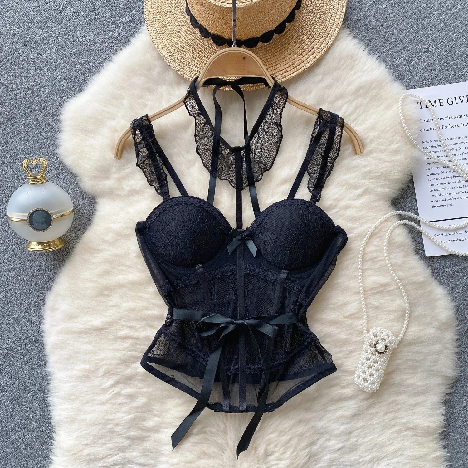 Sexy Lace Mesh Bandage Tube Top Chic Strapless Camis Slim Korean Tanks Top Elegant Basic Crop Top Women Bustier New
