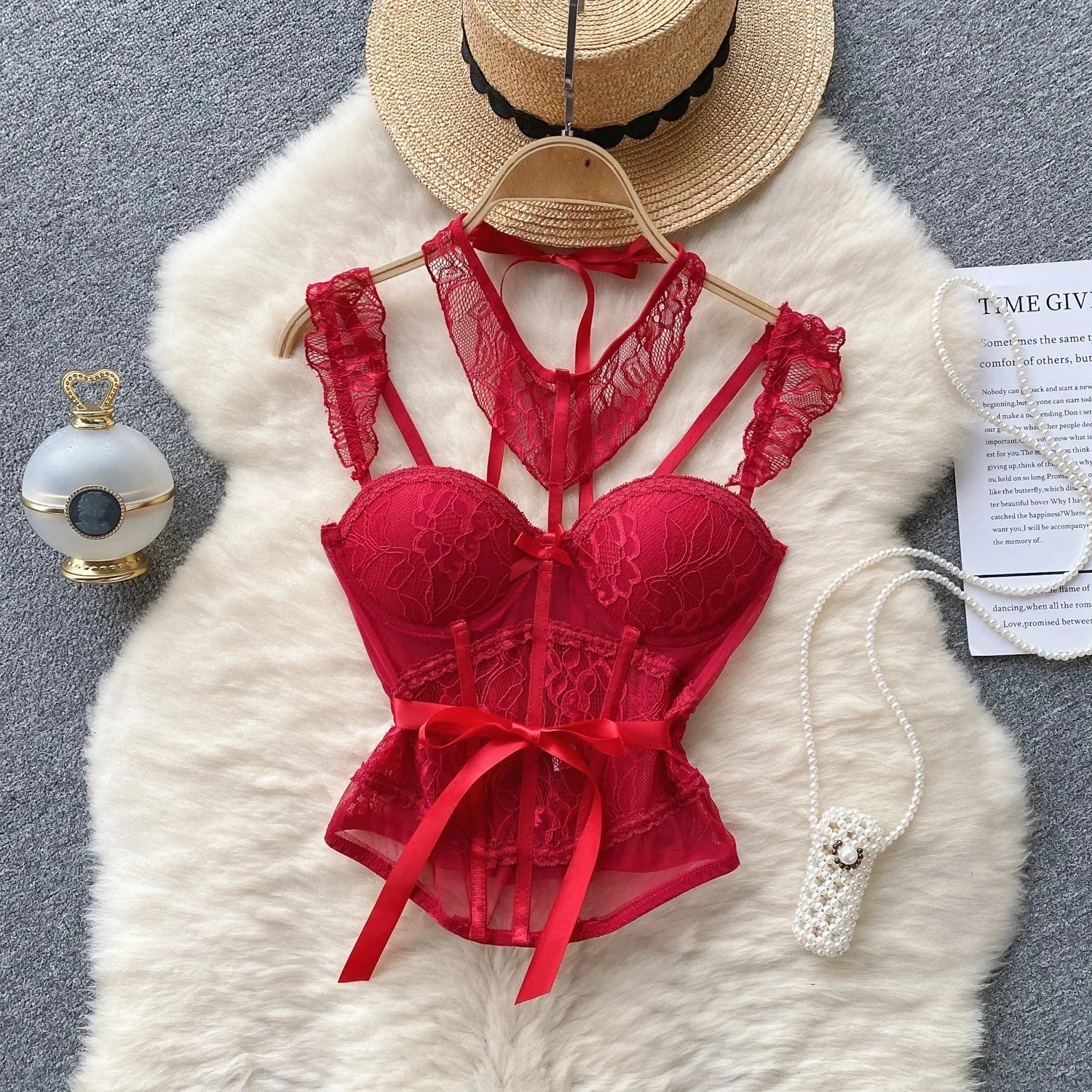 Sexy Lace Mesh Bandage Tube Top Chic Strapless Camis Slim Korean Tanks Top Elegant Basic Crop Top Women Bustier New