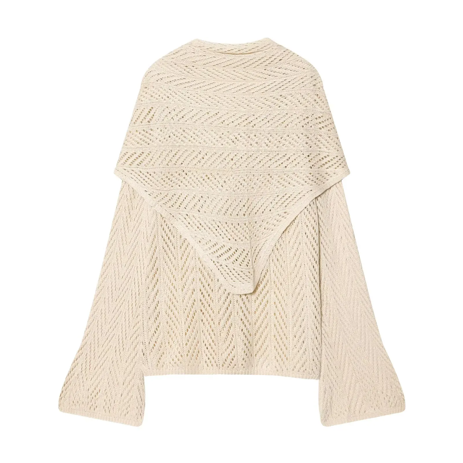TAFAFXY 2026 Spring Women Sets Long Sleeve O-Neck Shawl Hollow-out Knitted Pullovers Loose Sweaters Midi Skirt Casual Suits