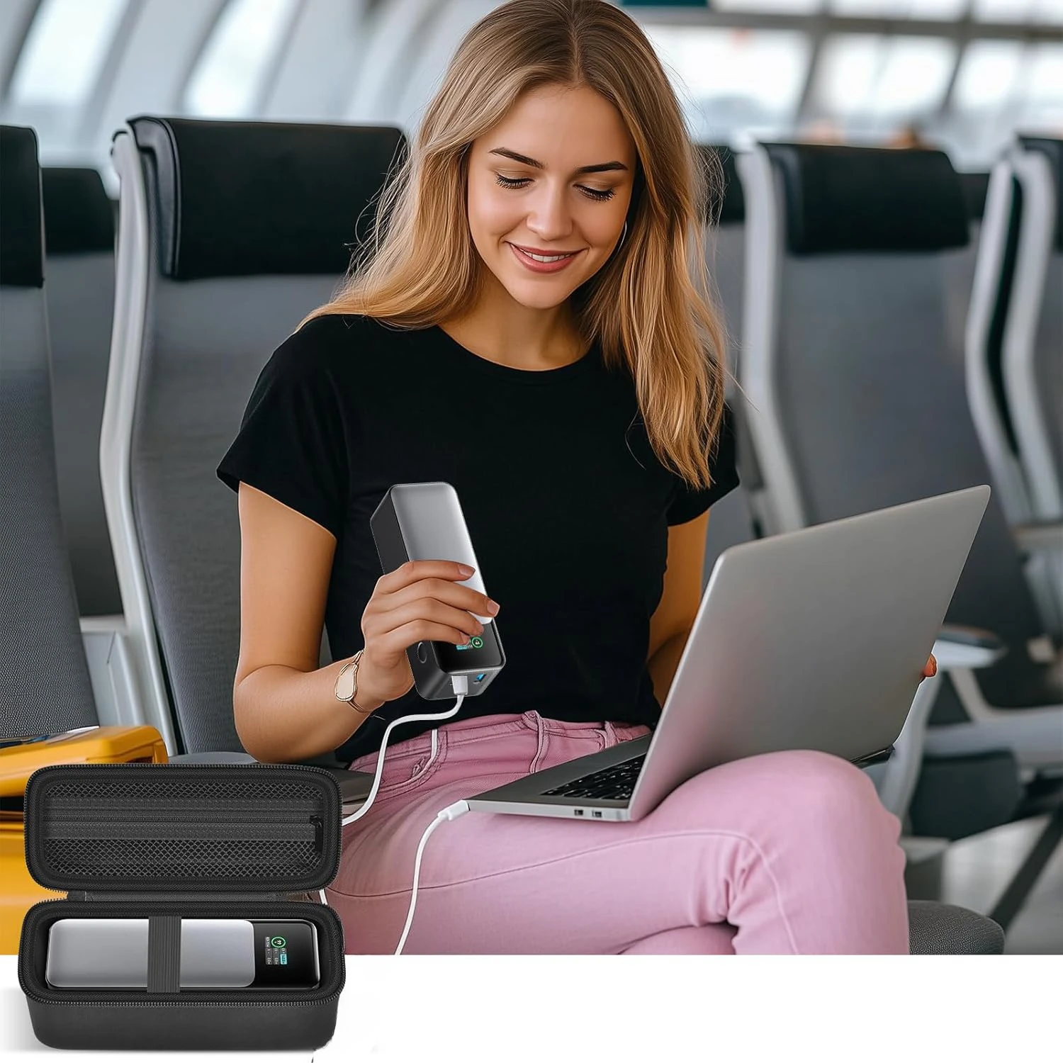 Protective Storage Case for Anker Prime 737 Power Bank, Portable Charger Protective Storage Bag for USB Cable Accessories Box